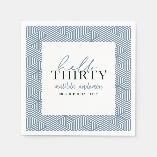 Modernes geometrisches und skritisches 30. Party Serviette (Vorderseite)