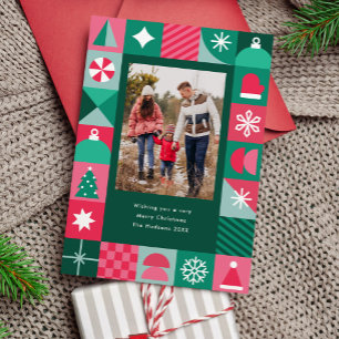 Modernes geometrisches Weihnachtsymbol-Foto Feiertagskarte