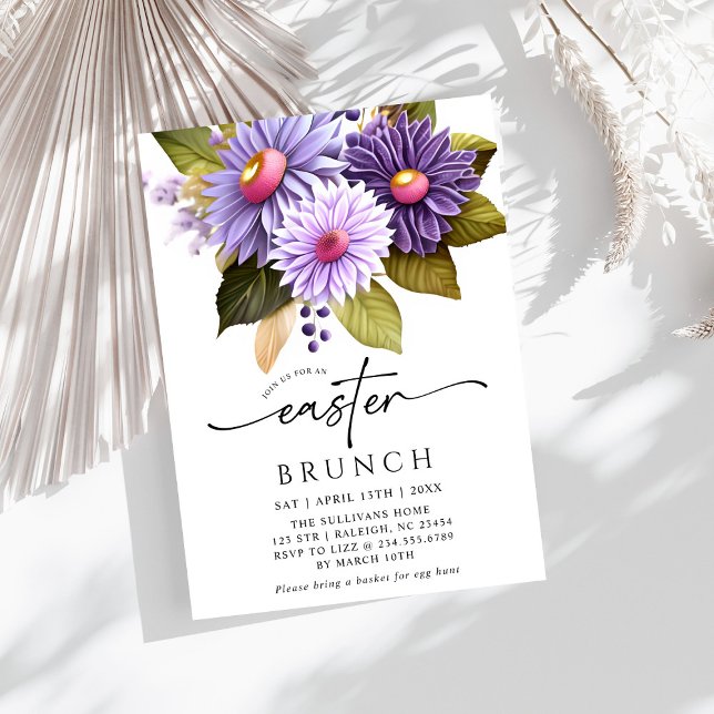 Modernes Gerbera Lilac Floral Oaster Brunch Einladung (Von Creator hochgeladen)
