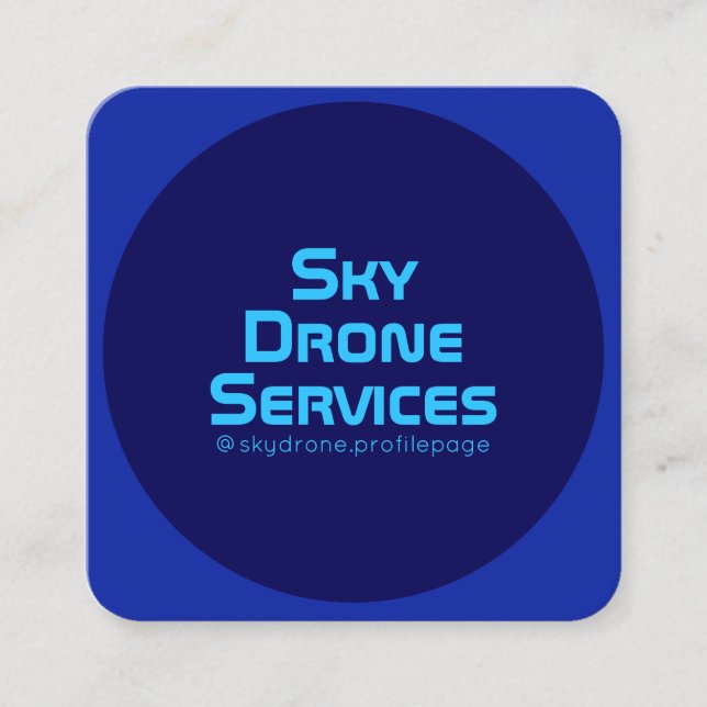 Modernes gerundetes monotones Indigo und Neon der Quadratische Visitenkarte (Vorderseite)