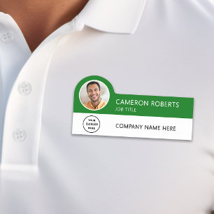 Modernes Geschäft-Logo Grün Foto Magnetisch Namensschild