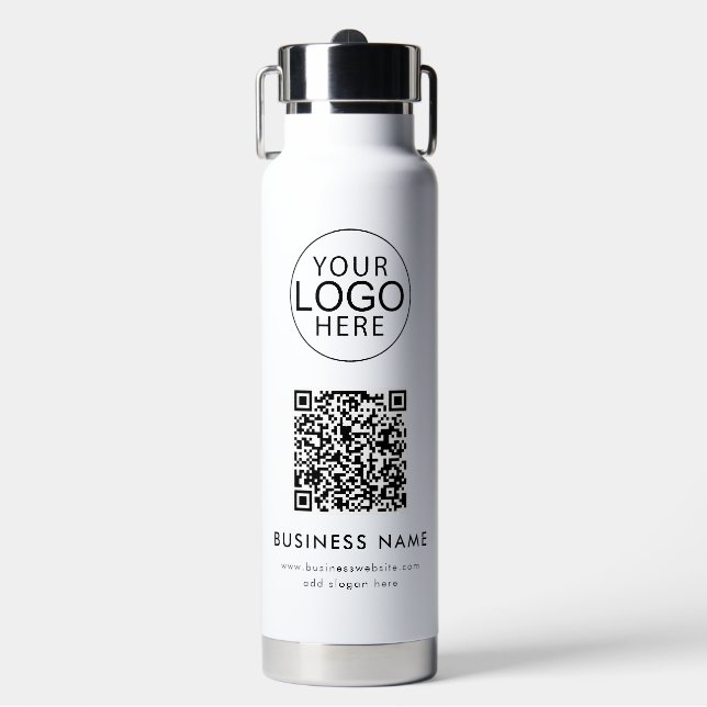 Modernes Geschäftslogo QR-Code Corporate Events Trinkflasche (Vorderseite)