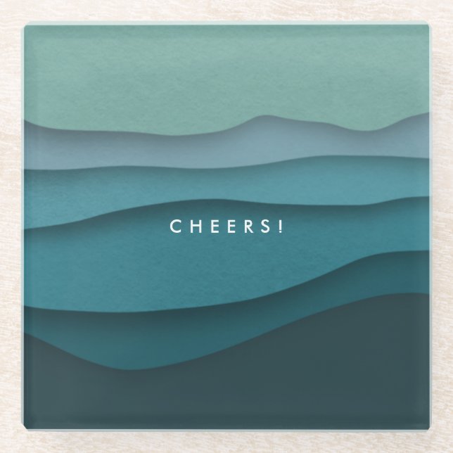 Modernes Geschenk des blauen Ozeans an der Küste Glasuntersetzer (Vorderseite)