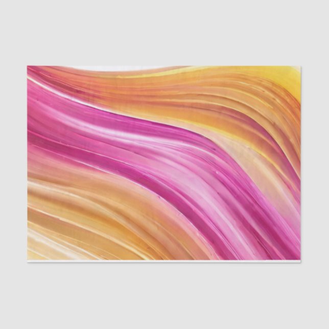 Modernes Geschenk in pinkfarbenem Orange Gelb- Seidenpapier (Vorderseite)