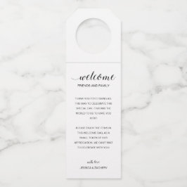 Modernes Geschenkkörbchen Willkommen bei Hochzeit Flaschenanhänger