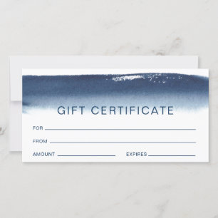 Modernes Geschenkzertifikat Navy Blue Watercolor