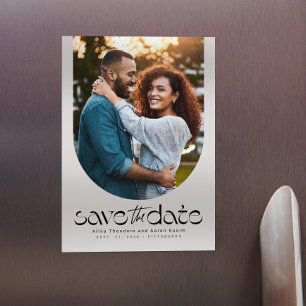 Modernes, geschwungenes Foto Save the Date Magneteinladung