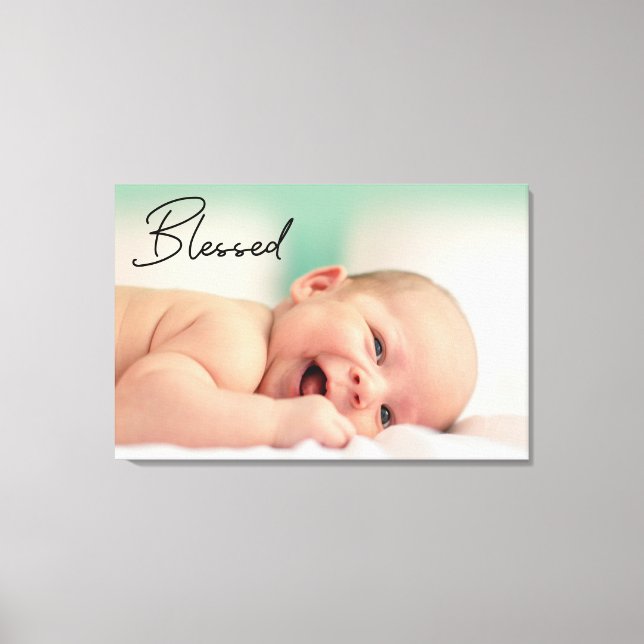 Modernes, gesegnetes Script-Baby-Foto Leinwanddruck (Vorderseite)