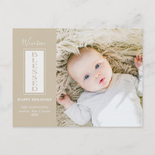 Modernes, gesegnetes Tyopgrahy Holiday Foto Postkarte