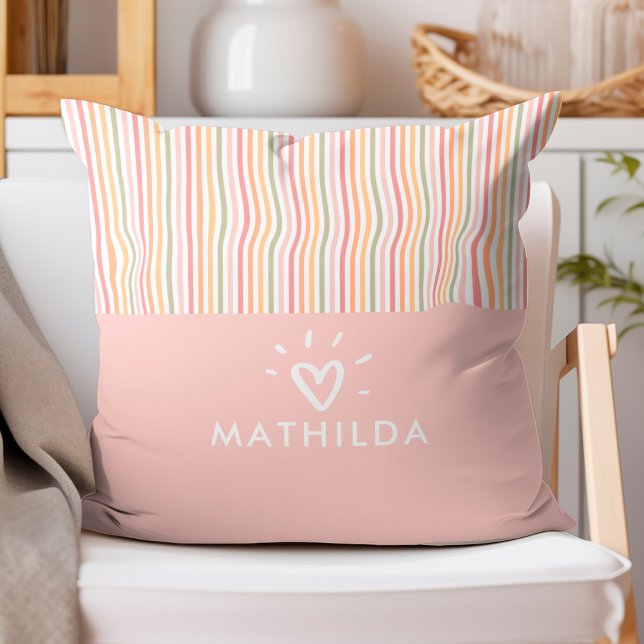 Modernes gestreiftes Kinderzimmer Kissen (striped throw pillow with name)