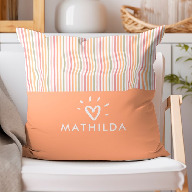 Modernes gestreiftes Kinderzimmer Kissen (striped throw pillow with name)