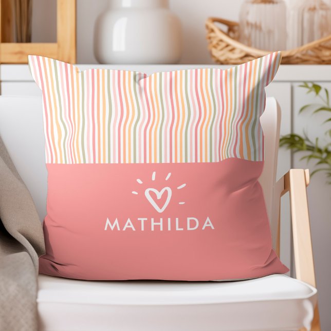Modernes gestreiftes Kinderzimmer Kissen (striped throw pillow with name)