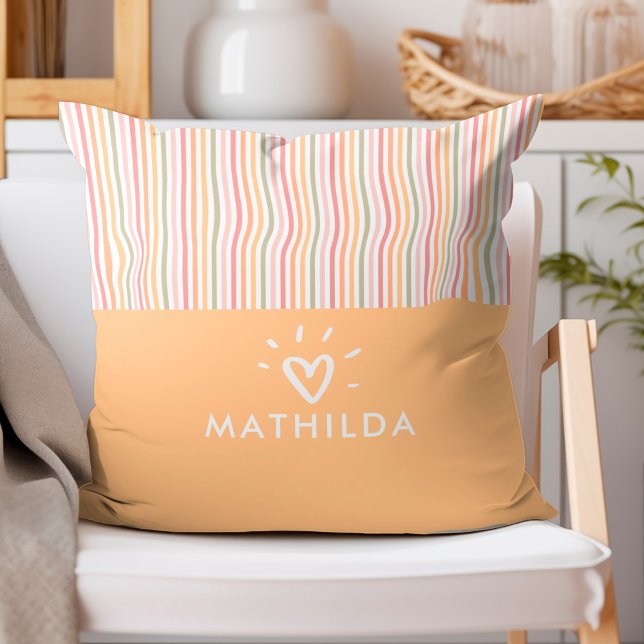 Modernes gestreiftes Kinderzimmer Kissen (striped throw pillow with name)