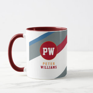 modernes gestreiftes Monogramm Tasse