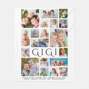 Modernes GIGI 19 Foto Collage Kinder Namen Fleecedecke