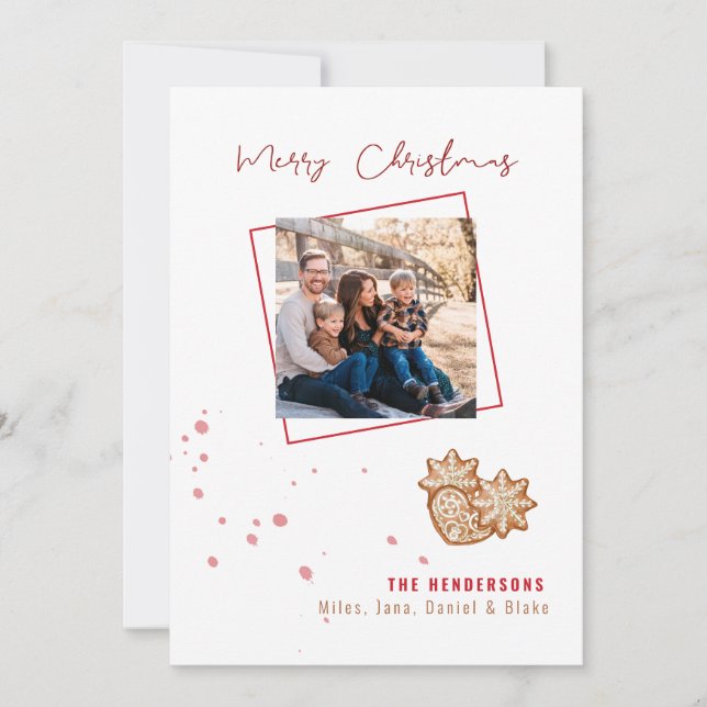 Modernes Gingerbrett Familienweihnachtsfest Foto (Vorderseite)