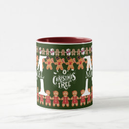 Modernes Gingerbrot Monogramm Weihnachtsfeiertag Tasse