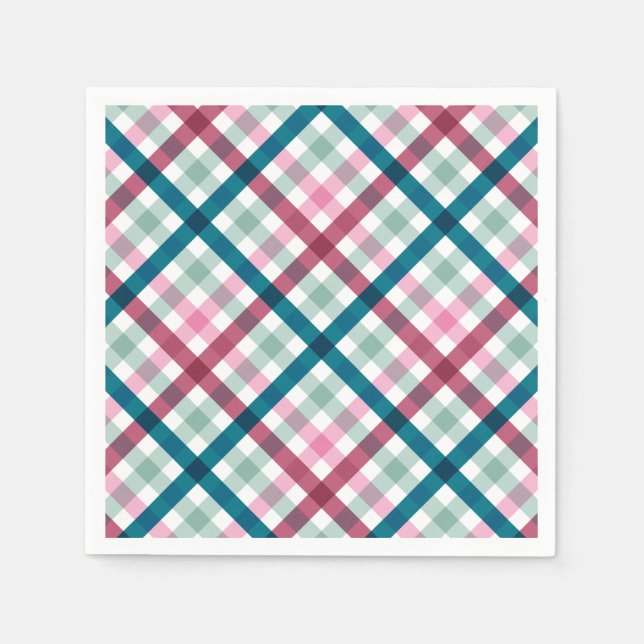 Modernes Gingham Holiday Dinner Napkins Paper Napk Serviette (Vorderseite)