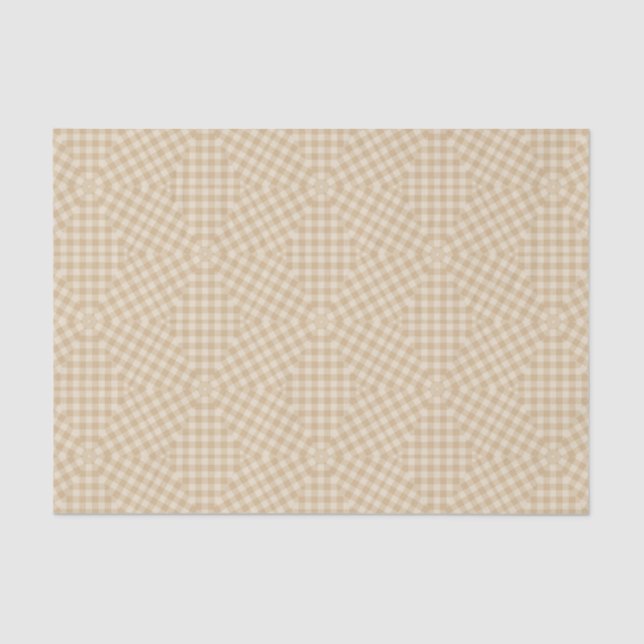 Modernes Gingham-Muster - Beige Gewebepapier Seidenpapier (Vorderseite)