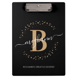 Modernes Girl Black Name Script Mit Monogramm Klemmbrett