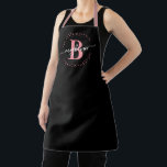 Modernes Girl Black Pink Name Script Mit Monogramm Schürze<br><div class="desc">Girly, modern, elegant, minimalistisch Schwarz und Rosa Monogramm Initialname Skript benutzerdefinierte personalisierte mit Monogramm Schürze. Mit einem Monogramm-Initial- und einem gürtelhaften Namensschriftskript in einem handgeschriebenen Kalligraphie-Schriftart mit Schwänzen und gepunktetem Kreisrahmen um Ihr Monogramm. Perfektes weibliches Geschenk für Mama, Freundin, Geburtstag und alle, die Lieben hübsch modernen schlichten Stil.</div>