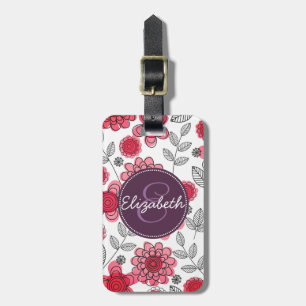 Modernes Girl Floral Personalisiert Gepäckanhänger