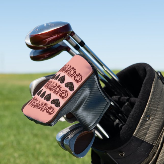 Modernes Girl Heart Kaffee Brown Pink Golfer Lover Golf Headcover (In Situ)