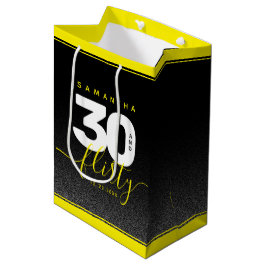 Modernes Girly Bright Yellow 30 und Kokett Mittlere Geschenktüte