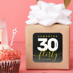 Modernes Girly Bright Yellow 30 und Kokett Quadratischer Aufkleber