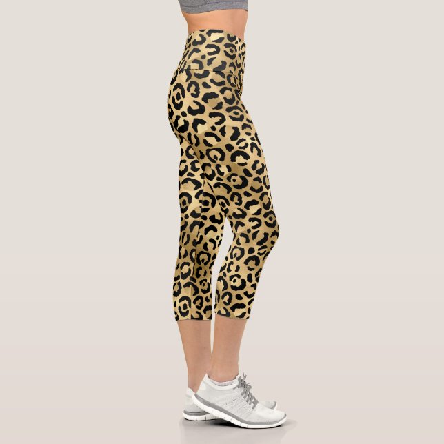 Modernes Girly Chic Leopard Print Animal Muster Capri Leggings (Rechts)