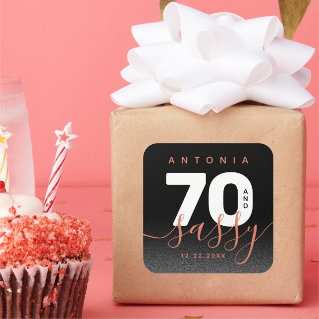 Modernes Girly Copper 70 und Sassy Quadratischer Aufkleber (Party)