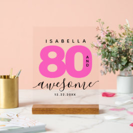 Modernes Girly Hot Pink 80 und Phantastisch Acrylschild