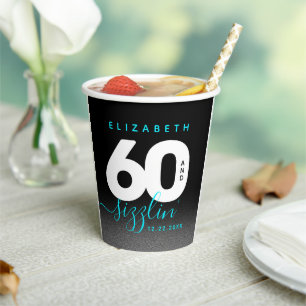 Modernes Girly Ice Blue 60 und Sizzling Pappbecher