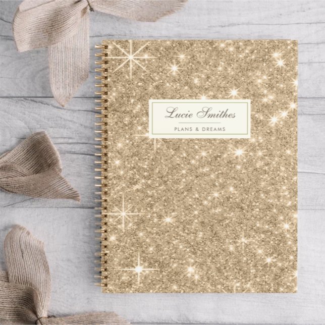 Modernes Girly Monogram Gold Glitzer Sparkle Notizbuch (Von Creator hochgeladen)