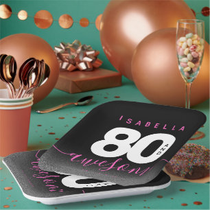 Modernes Girly Pink 80 und Phantastisch Pappteller
