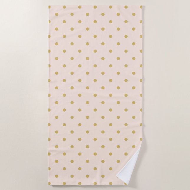 Modernes Girly Pink und Gold Polka Dots Muster Strandtuch (Vorderseite)