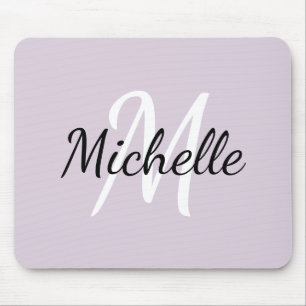 Modernes Girly Violet Monogramm Initial + Name Mousepad