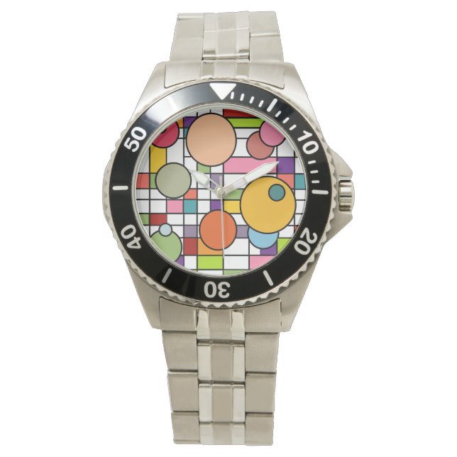 Modernes Gitter Mitte des Jahrhunderts Armbanduhr (Vorderseite)