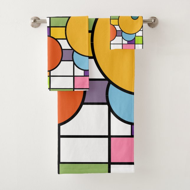 Modernes Gitter Mitte des Jahrhunderts Badhandtuch Set (Insitu)