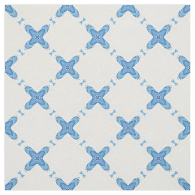 Modernes Gitterblau-weißes Muster Stoff (Muster)