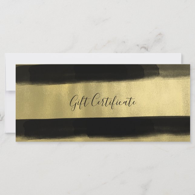 Modernes Glam Black & Gold Paint Geschenk Zertifik (Vorderseite)