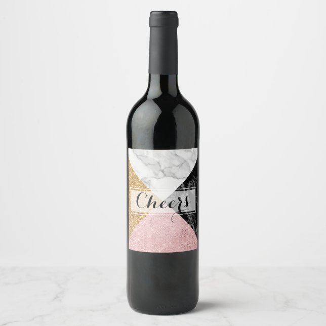 Modernes Glam Cheers Weinlabel Weinetikett (Vorderseite)