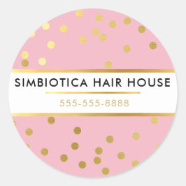 MODERNES GLAM CONFETTI polka dot Imitats goldfarbe Runder Aufkleber