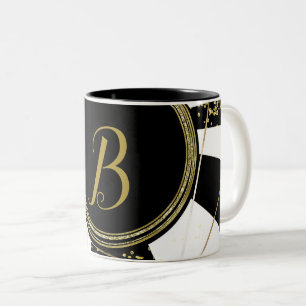 Modernes Glam Deko Schwarz-weiß Gold Girly Einziga Zweifarbige Tasse