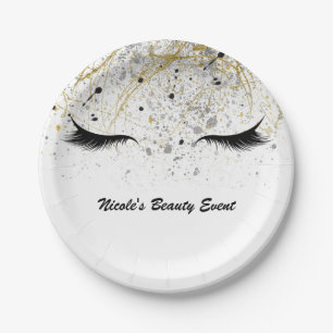 Modernes Glam Gold Silver Black Eyelashes Schönhei Pappteller