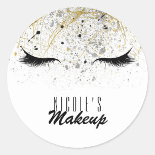 Modernes Glam Gold Silver Black Eyelashes Schönhei Runder Aufkleber