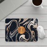 Modernes Glam-Marmor schwarze Rose Gold mit Monogr Mousepad<br><div class="desc">Moderne, glamouröse abstrakte Marmormalerei in Rose Gold Glitzer Elfenbein, Schwarz und Blau, wodurch ein elegantes Mousepad mit einem Imitat metallische Kupfer mit Monogramm geometrische Kreis für einen Make-up Künstler | Hochzeitsplaner | Friseurin | Mode-Stylist | Zuhause Innendekorator | Designer | Architekt | Eigentümer der Boutique | Kosmetikerin | Lifestyle Blogger...</div>