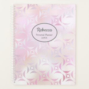 Modernes Glam Pink Silver Persönlicher Name Planer