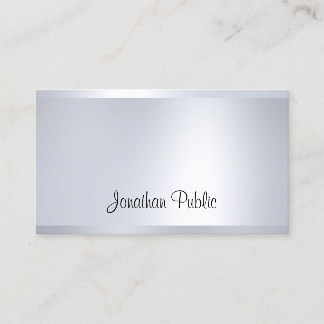 Modernes Glam Silver Look Elegante Saubere Schlich Visitenkarte (Vorderseite)