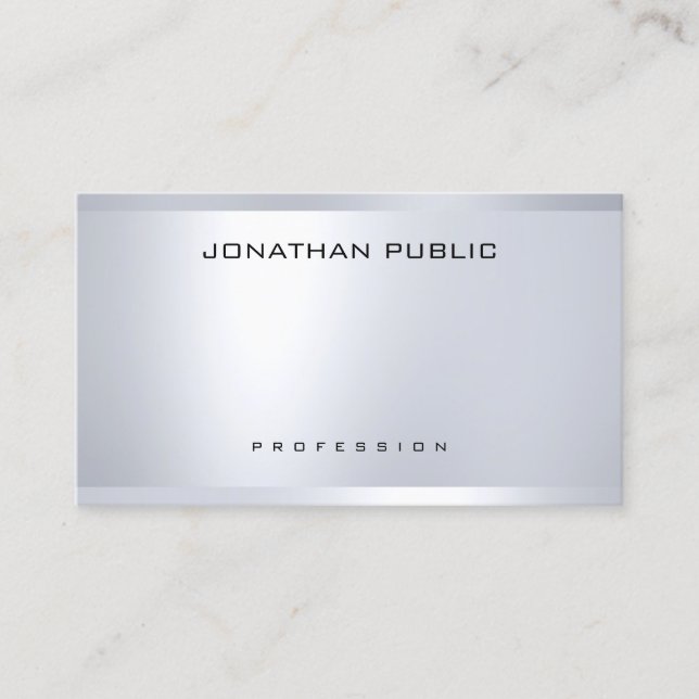 Modernes, glamouröses Silber-Look Elegant Einfach  Visitenkarte (Vorderseite)